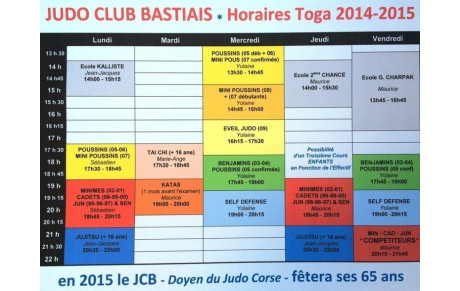 Nouveaux Horaires TOGA 2014 - 2015