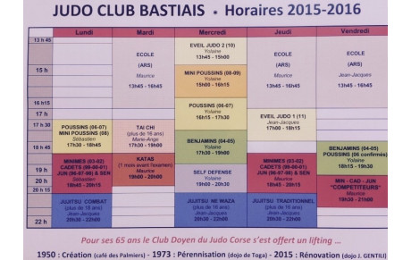 Horaires Saison 2015-2016