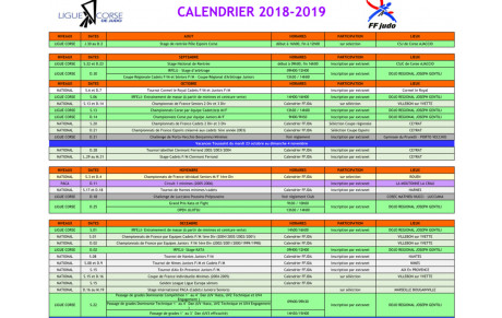CALENDRIER 1* TRIM de la LIGUE FFJ