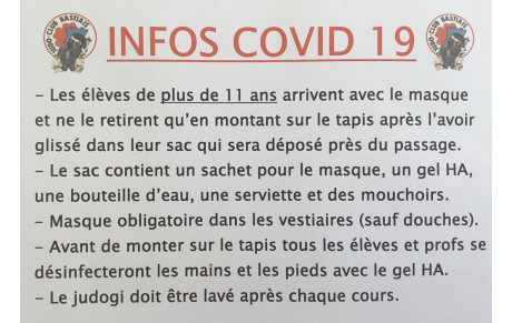 PROTOCOLE SANITAIRE (SUITE) :