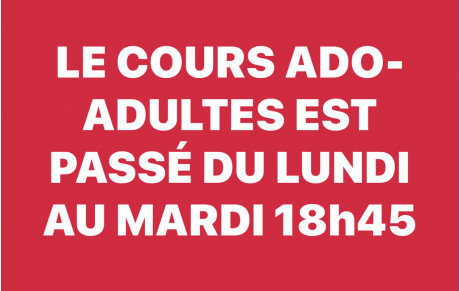 NOUVEL HORAIRE :