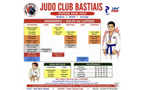 HORAIRES DES DOJOS DE LUPINO &amp; VILLE :